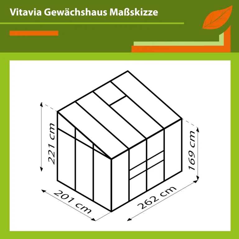 Vitavia Anlehn-Gewächshaus Ida 5200", smaragd grün, 5,2 m², 6 mm HKP | Wetterfestes & stabiles Wand-Gewächshaus zur Pflanzenanzucht | Ideales Treibhaus für Gemüse, Kräuter & Blumen – Bild 2