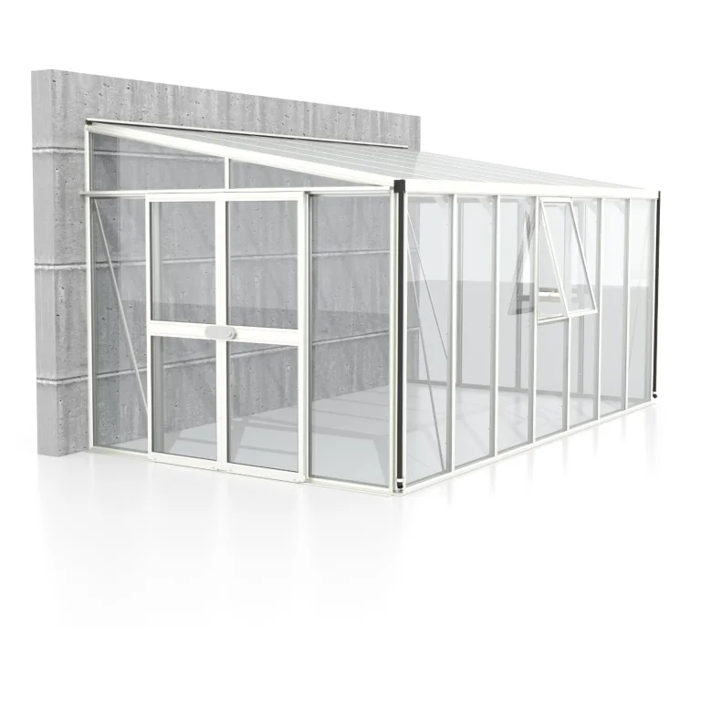 Vitavia Anlehn-Gewächshaus Helena 11900", weiß, 11,9 m², 3 mm ESG, 10 mm HKP | Wetterfestes & stabiles Wand-Gewächshaus zur Pflanzenanzucht | Ideales Treibhaus für Gemüse, Kräuter & Blumen – Bild 2