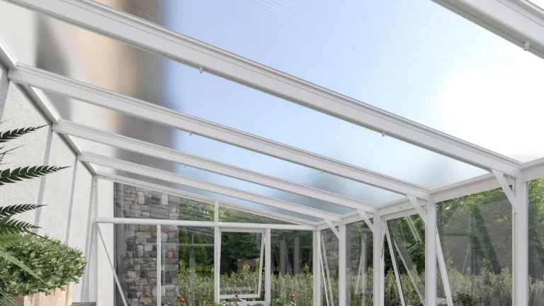 Vitavia Anlehn-Gewächshaus Helena 11900", weiß, 11,9 m², 3 mm ESG, 10 mm HKP | Wetterfestes & stabiles Wand-Gewächshaus zur Pflanzenanzucht | Ideales Treibhaus für Gemüse, Kräuter & Blumen – Bild 4