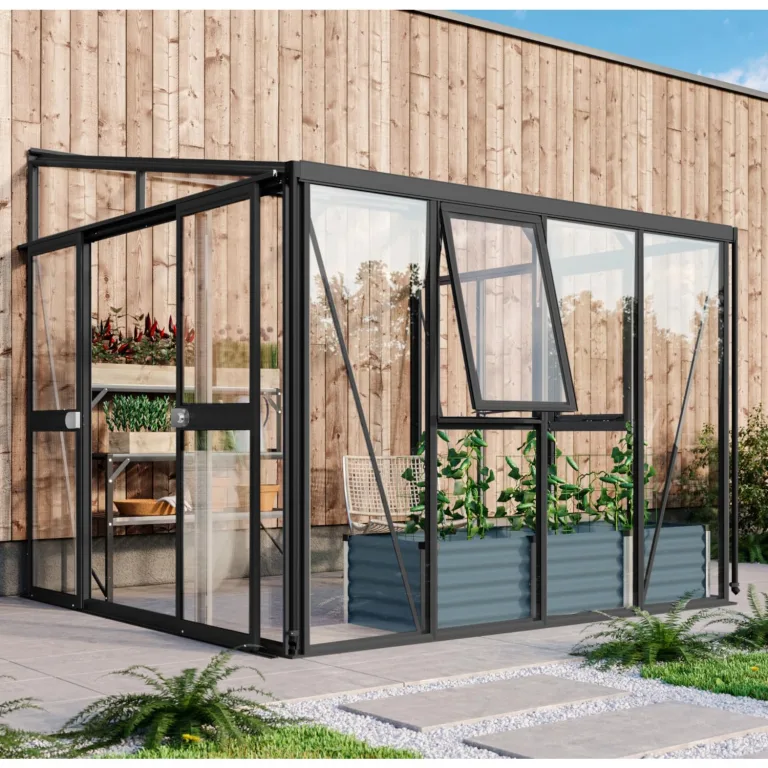 Vitavia Anlehn-Gewächshaus Helena 11900", weiß, 11,9 m², 3 mm ESG, 10 mm HKP | Wetterfestes & stabiles Wand-Gewächshaus zur Pflanzenanzucht | Ideales Treibhaus für Gemüse, Kräuter & Blumen – Bild 9