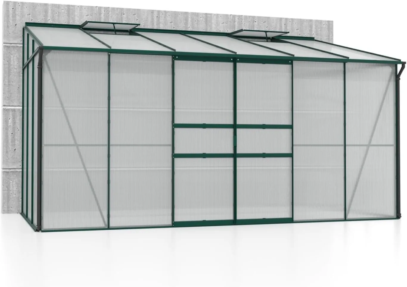 Vitavia Anlehn-Gewächshaus Osiris 7800", smaragd, 7,8 m², 4 mm HKP | Wetterfestes & stabiles Wand-Gewächshaus zur Pflanzenanzucht | Ideales Treibhaus für Gemüse, Kräuter & Blumen - Bild 1
