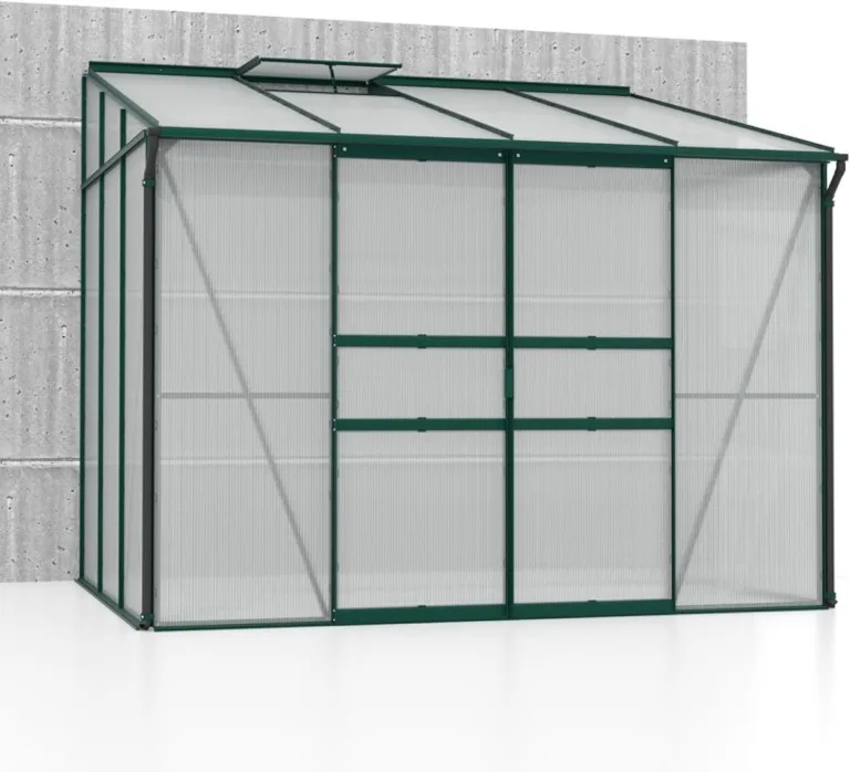 Vitavia Anlehn-Gewächshaus Osiris 7800", smaragd, 7,8 m², 4 mm HKP | Wetterfestes & stabiles Wand-Gewächshaus zur Pflanzenanzucht | Ideales Treibhaus für Gemüse, Kräuter & Blumen – Bild 7