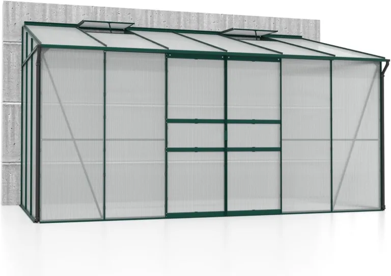 Vitavia Anlehn-Gewächshaus Osiris 7800", smaragd, 7,8 m², 4 mm HKP | Wetterfestes & stabiles Wand-Gewächshaus zur Pflanzenanzucht | Ideales Treibhaus für Gemüse, Kräuter & Blumen – Bild 1