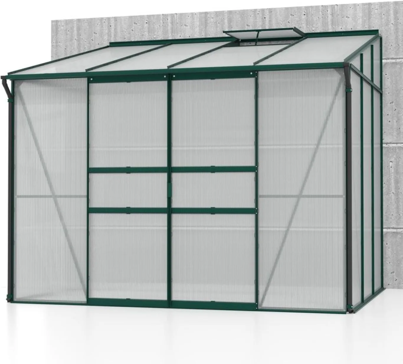 Vitavia Anlehn-Gewächshaus Ida 5200", smaragd grün, 5,2 m², 4 mm HKP | Wetterfestes & stabiles Wand-Gewächshaus zur Pflanzenanzucht | Ideales Treibhaus für Gemüse, Kräuter & Blumen - Bild 1