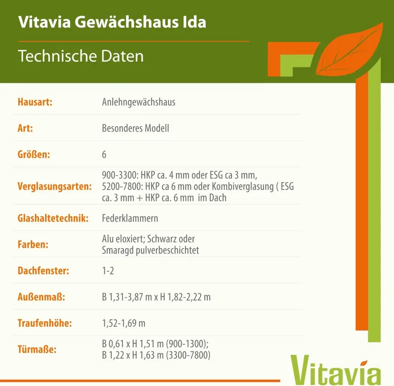Vitavia Anlehn-Gewächshaus Ida 5200", smaragd grün, 5,2 m², 4 mm HKP | Wetterfestes & stabiles Wand-Gewächshaus zur Pflanzenanzucht | Ideales Treibhaus für Gemüse, Kräuter & Blumen – Bild 5