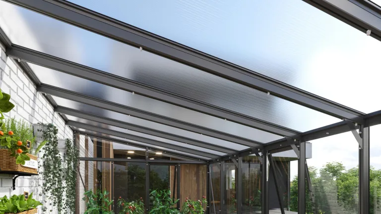 Vitavia Anlehn-Gewächshaus Helena 10200", schwarz, 10,2 m², 3 mm ESG, 10 mm HKP | Wetterfestes & stabiles Wand-Gewächshaus zur Pflanzenanzucht | Ideales Treibhaus für Gemüse, Kräuter & Blumen – Bild 4