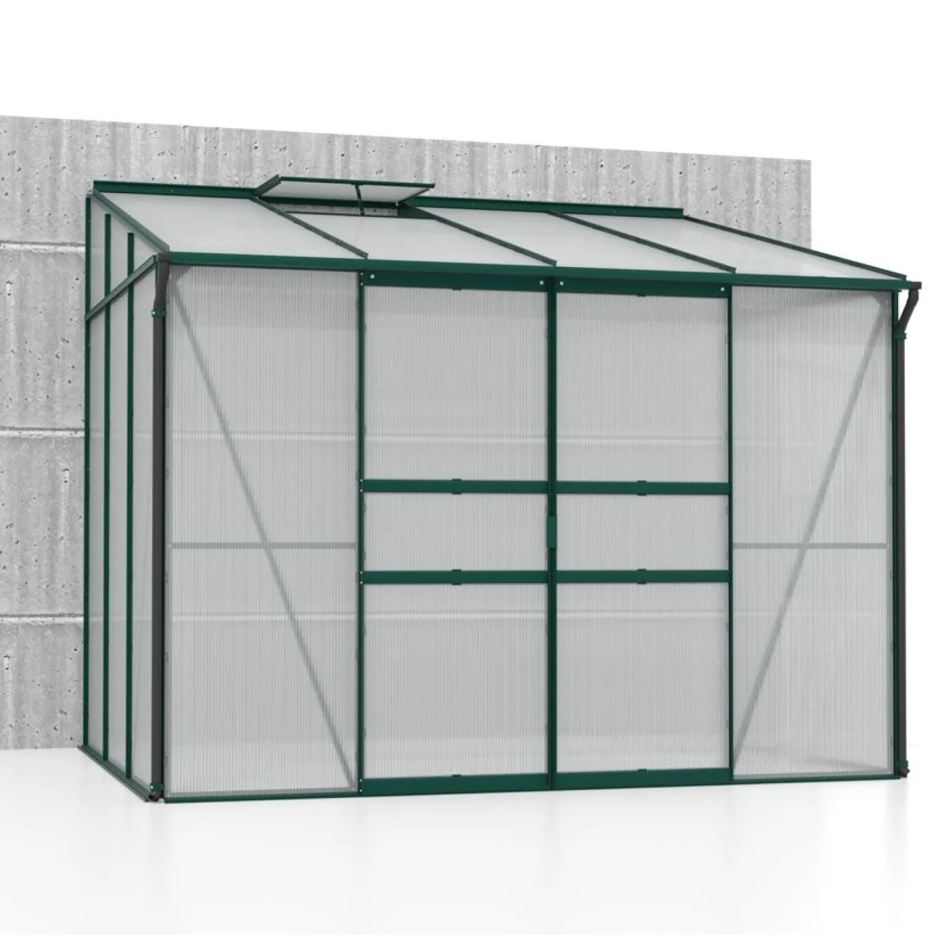 Vitavia Anlehn-Gewächshaus Osiris 5200", smaragd, 5,2 m², 4 mm HKP | Wetterfestes & stabiles Wand-Gewächshaus zur Pflanzenanzucht | Ideales Treibhaus für Gemüse, Kräuter & Blumen - Bild 1