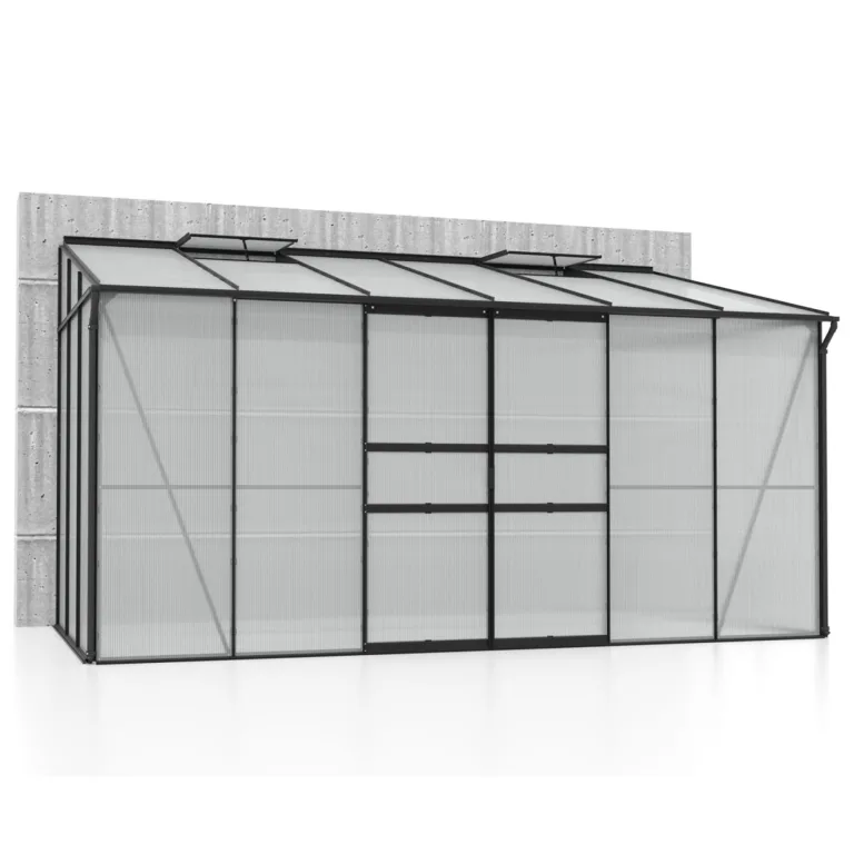 Vitavia Anlehn-Gewächshaus Osiris 5200", smaragd, 5,2 m², 4 mm HKP | Wetterfestes & stabiles Wand-Gewächshaus zur Pflanzenanzucht | Ideales Treibhaus für Gemüse, Kräuter & Blumen – Bild 9