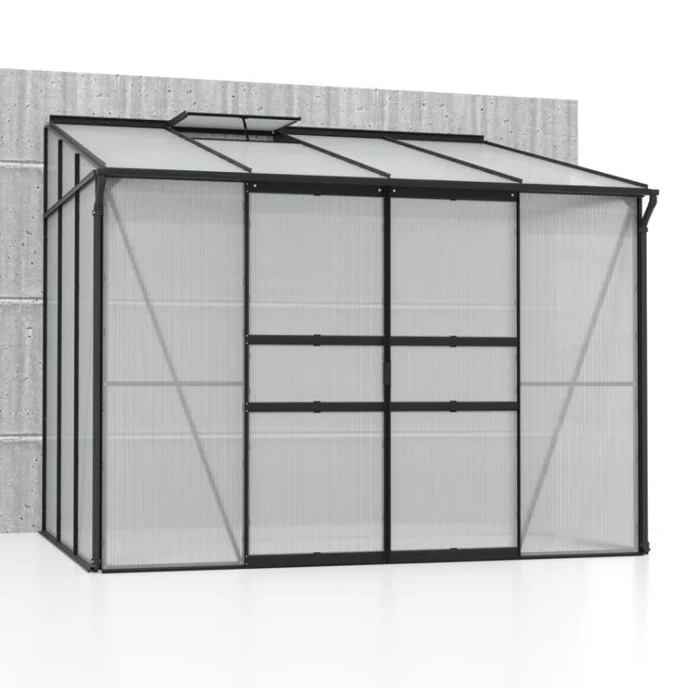 Vitavia Anlehn-Gewächshaus Osiris 5200", smaragd, 5,2 m², 4 mm HKP | Wetterfestes & stabiles Wand-Gewächshaus zur Pflanzenanzucht | Ideales Treibhaus für Gemüse, Kräuter & Blumen – Bild 10