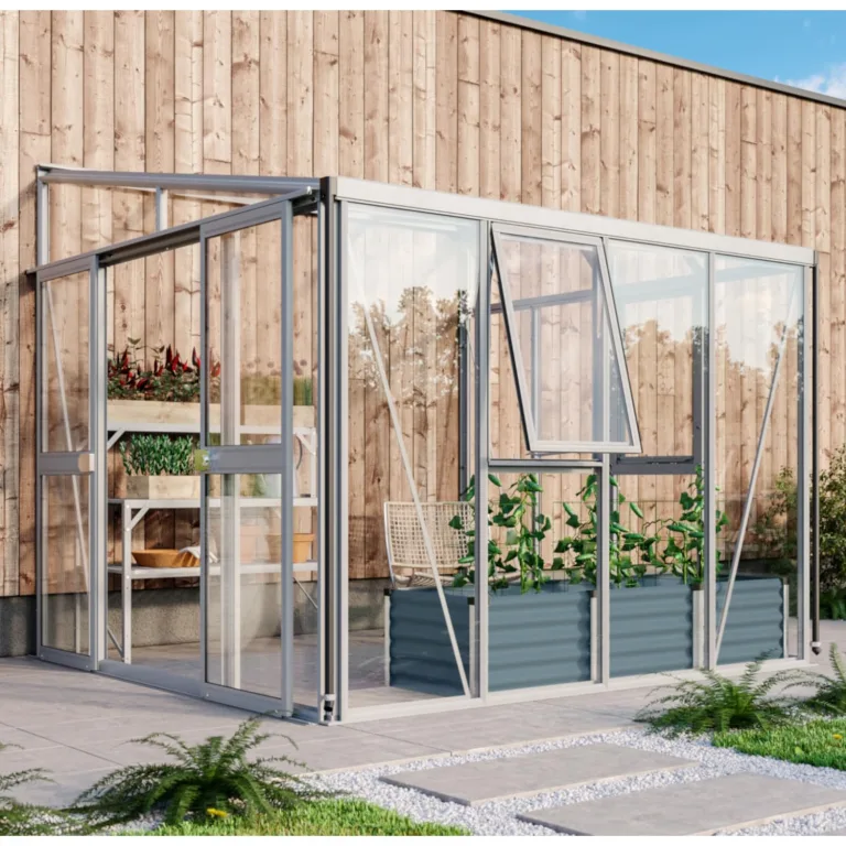 Vitavia Anlehn-Gewächshaus Helena 7000", Aluminium, 7,0 m², 3 mm ESG, 10 mm HKP | Wetterfestes & stabiles Wand-Gewächshaus zur Pflanzenanzucht | Ideales Treibhaus für Gemüse, Kräuter & Blumen – Bild 4