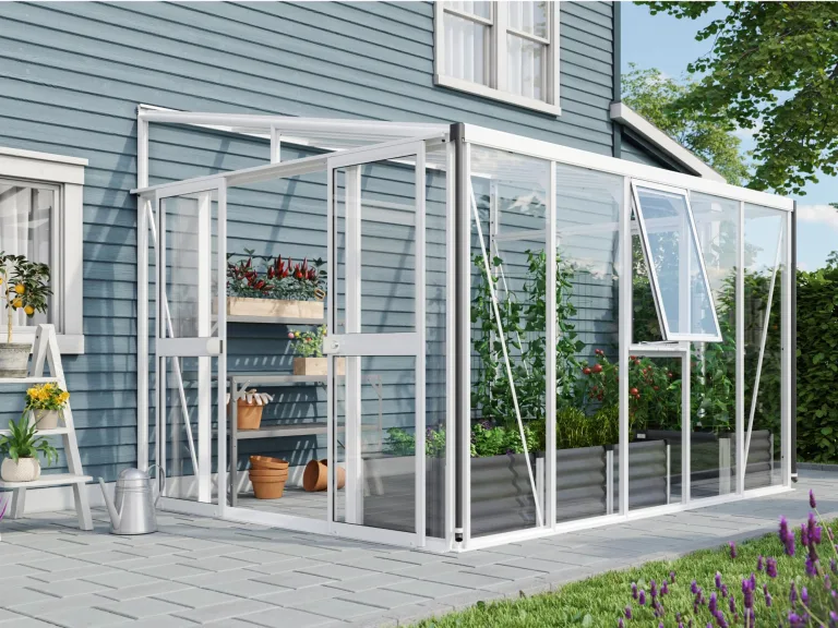 Vitavia Anlehn-Gewächshaus Athena 11900", Aluminium, 11,9 m², 3 mm ESG, 10 mm HKP | Wetterfestes & stabiles Wand-Gewächshaus zur Pflanzenanzucht | Ideales Treibhaus für Gemüse, Kräuter & Blumen – Bild 6