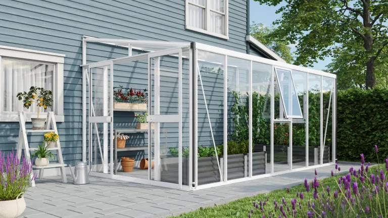 Vitavia Anlehn-Gewächshaus Athena 11900", Aluminium, 11,9 m², 3 mm ESG, 10 mm HKP | Wetterfestes & stabiles Wand-Gewächshaus zur Pflanzenanzucht | Ideales Treibhaus für Gemüse, Kräuter & Blumen – Bild 10