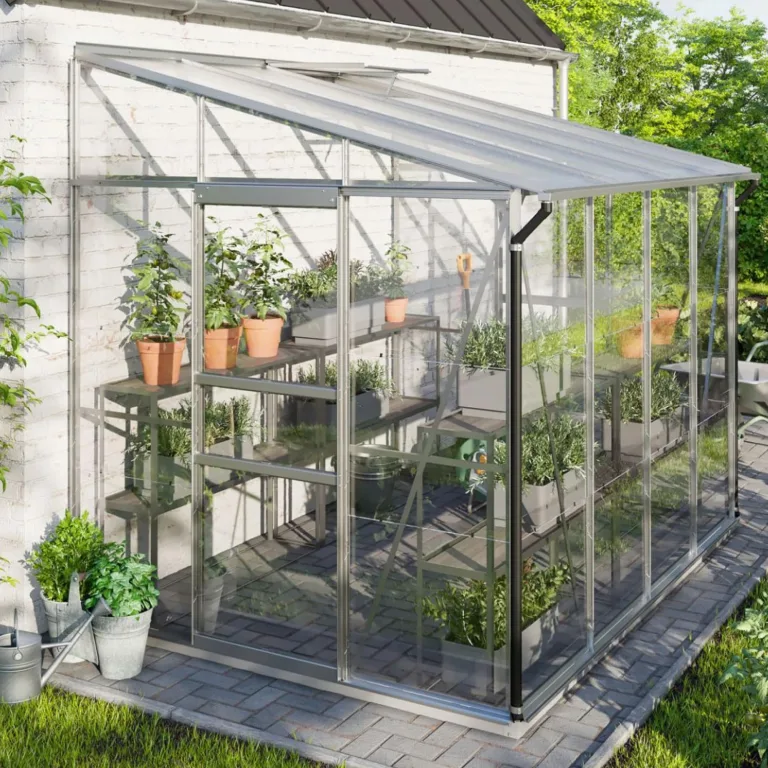 Vitavia Anlehn-Gewächshaus Ida 1300", smaragd grün, 1,3 m², 4 mm HKP | Wetterfestes & stabiles Wand-Gewächshaus zur Pflanzenanzucht | Ideales Treibhaus für Gemüse, Kräuter & Blumen – Bild 10
