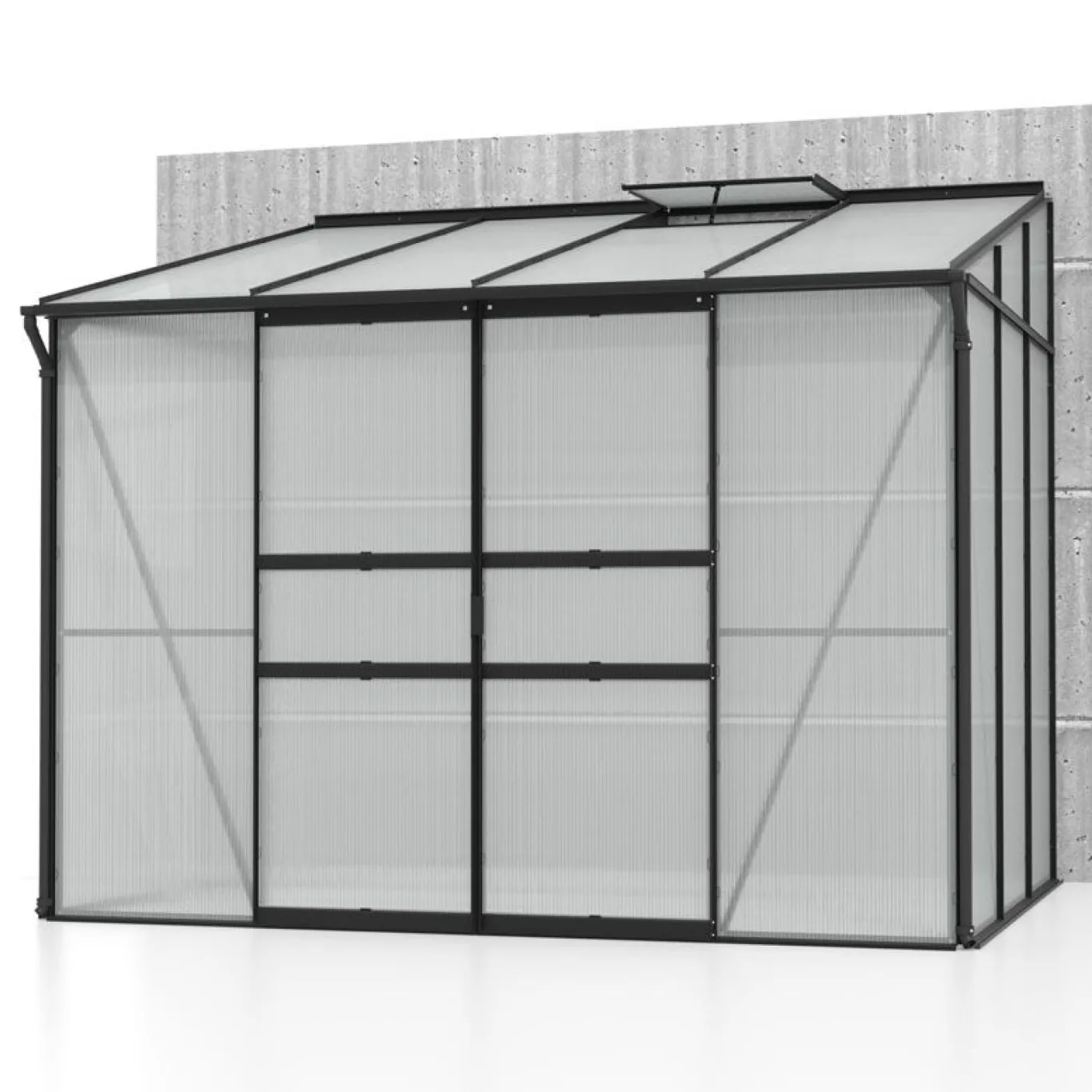 Vitavia Anlehn-Gewächshaus Ida 5200", schwarz, 5,2 m², 4 mm HKP | Wetterfestes & stabiles Wand-Gewächshaus zur Pflanzenanzucht | Ideales Treibhaus für Gemüse, Kräuter & Blumen - Bild 1
