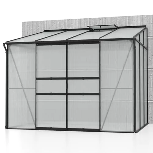 Vitavia Anlehn-Gewächshaus Ida 5200", schwarz, 5,2 m², 4 mm HKP | Wetterfestes & stabiles Wand-Gewächshaus zur Pflanzenanzucht | Ideales Treibhaus für Gemüse, Kräuter & Blumen – Bild 7