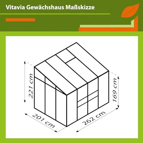 Vitavia Anlehn-Gewächshaus Ida 5200", schwarz, 5,2 m², 4 mm HKP | Wetterfestes & stabiles Wand-Gewächshaus zur Pflanzenanzucht | Ideales Treibhaus für Gemüse, Kräuter & Blumen – Bild 8