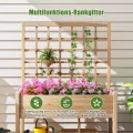 COSTWAY Blumenkasten mit Spalier, Tannenholz, Pflanzkasten mit Rankgitter & Drainageloch, Gartenspalier für Kletterpflanzen, Hochbeet Blumenkübel Rankhilfe, für Garten Hof Balkon, Natur, 119x60x160cm - Thumbnail 7