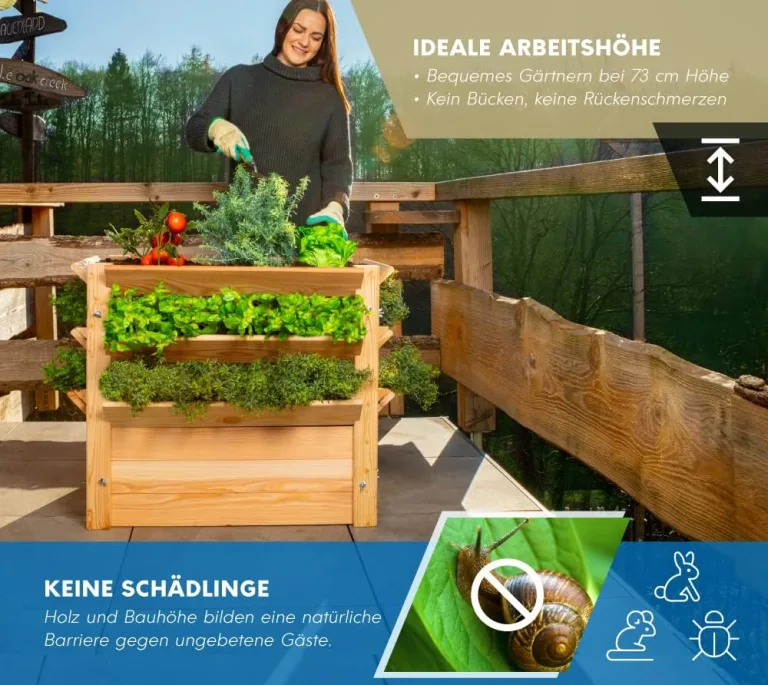 WESTMANN Premium Hochbeet aus Lärchenholz mit Aussaatkalender| Natur | 66x91x73 cm | Kräuterbeet | Holzhochbeet zum Bepflanzen von Gemüse & Kräutern – Bild 5