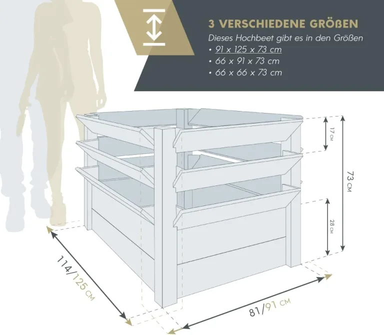 WESTMANN Premium Hochbeet aus Lärchenholz mit Aussaatkalender | Natur | 125x91x73 cm | Kräuterbeet | Holzhochbeet zum Bepflanzen von Gemüse & Kräutern – Bild 8