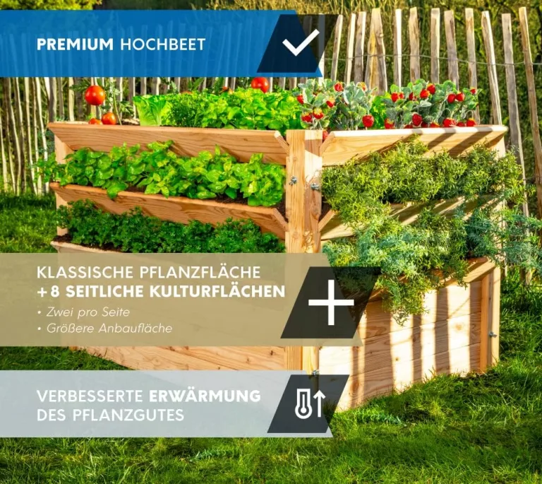 WESTMANN Premium Hochbeet aus Lärchenholz mit Aussaatkalender | Natur | 125x91x73 cm | Kräuterbeet | Holzhochbeet zum Bepflanzen von Gemüse & Kräutern – Bild 3