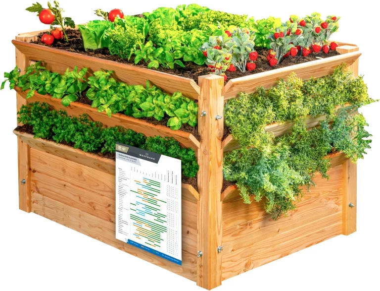 WESTMANN Premium Hochbeet aus Lärchenholz mit Aussaatkalender | Natur | 125x91x73 cm | Kräuterbeet | Holzhochbeet zum Bepflanzen von Gemüse & Kräutern – Bild 1