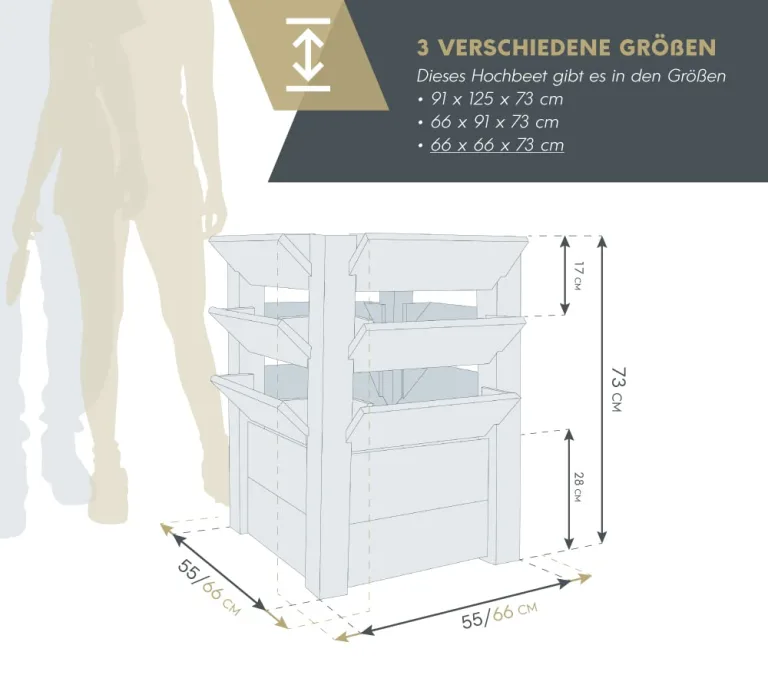 WESTMANN Premium Hochbeet aus Lärchenholz mit Aussaatkalender | Natur | 66x66x73 cm | Kräuterbeet | Holzhochbeet zum Bepflanzen von Gemüse & Kräutern – Bild 7