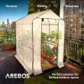 Arebos Premium Foliengewächshaus Gewächshaus mit 2 Ebenen - 120 x 186 x 190 cm Treibhaus mit Ablagen - Platzsparend, Hochwertiges Anzuchthaus Garten Balkon Stabil & Einfach zu Montieren - Thumbnail 3