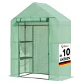 etm - Gewächshaus - Platzsparend, Hochwertiges Anzuchthaus Garten Balkon Stabil & Einfach zu Montieren (Grün, 73x143x195 Harrest) - Thumbnail 1