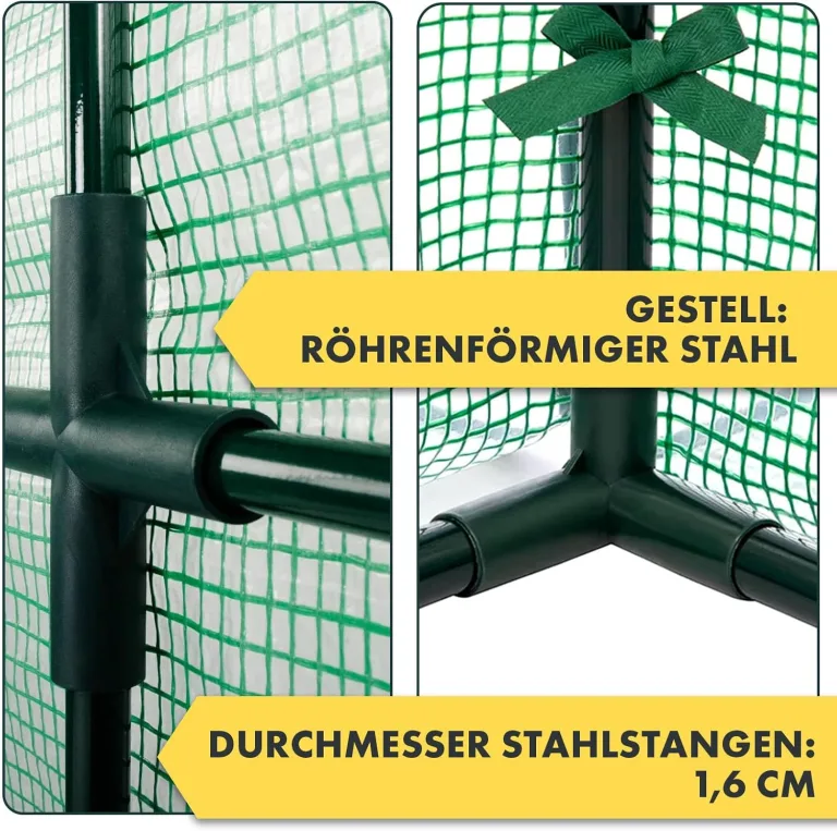 etm - Gewächshaus - Platzsparend, Hochwertiges Anzuchthaus Garten Balkon Stabil & Einfach zu Montieren (Grün, 143x143x195 Harrest) – Bild 5
