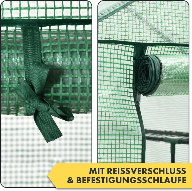 etm - Gewächshaus - Platzsparend, Hochwertiges Anzuchthaus Garten Balkon Stabil & Einfach zu Montieren (Grün, 143x143x195 Harrest) – Bild 7