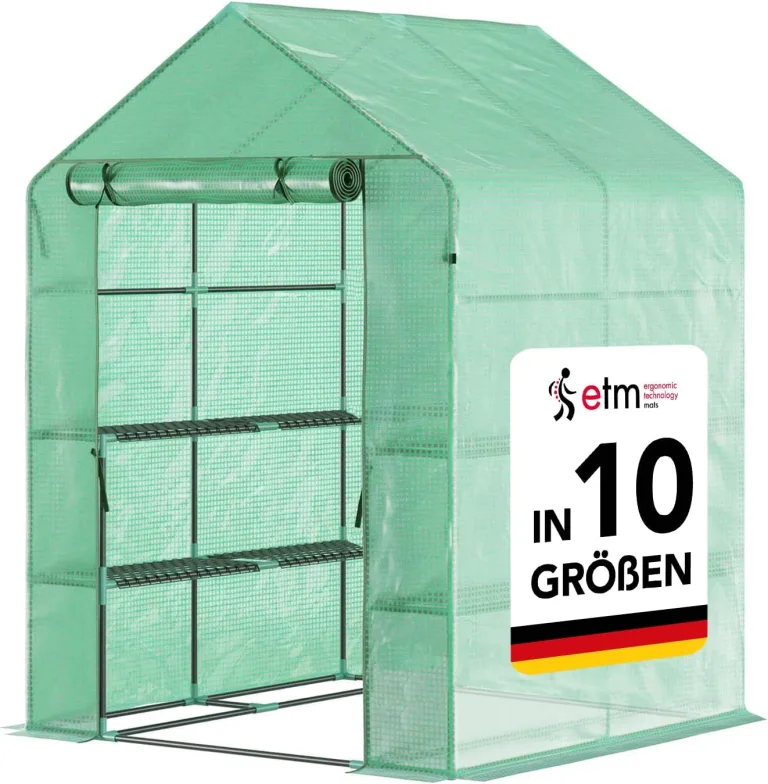 etm - Gewächshaus - Platzsparend, Hochwertiges Anzuchthaus Garten Balkon Stabil & Einfach zu Montieren (Grün, 143x143x195 Harrest) – Bild 2