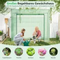 COSTWAY Gewächshaus, Foliengewächshaus mit aufrollbarer Tür & 2 Netzfenstern, Tomatenhaus mit PE-Abdeckung, Treibhaus für Tomaten, Tomatengewächshaus Metallrahmen, Grün, 200x77x169cm - Thumbnail 7