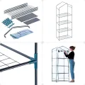KADAX Gewächshaus mit 4 Ebenen, 68 x 48 x 170 cm, kleines Foliengewächshaus für Balkon, Terrasse & Garten, Balkongewächshaus klein mit PVC-Abdeckung - Thumbnail 5