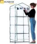 KADAX Gewächshaus mit 4 Ebenen, 68 x 48 x 170 cm, kleines Foliengewächshaus für Balkon, Terrasse & Garten, Balkongewächshaus klein mit PVC-Abdeckung - Thumbnail 7