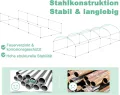 3 x 4 x 2 m Groß Foliengewächshaus Gewächshaus Winterfest Verzinkter Stahl Grün Treibhaus Tomatenhaus mit Tür & Fenster Bogen-Design Begehbares Gartenhäuschen für Aufzucht Tomaten Pflanzen - Thumbnail 5