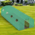 YRHome 3 x 8 x 2 m Groß Foliengewächshaus Gewächshaus Winterfest Verzinkter Stahl Grün Treibhaus Tomatenhaus mit Tür & Fenster Bogen-Design Begehbares Gartenhäuschen für Aufzucht Tomaten Pflanzen - Thumbnail 9