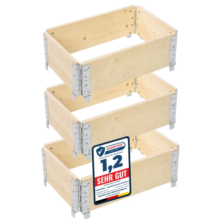 Garronda naturbelassene Hochbeete für Garten Palettenrahmen Hochbeet Holz steckbar stapelbar faltbar für Pflanzen Blumen Kräuter Obst und Gemüse Natural 3 Stück 80x40x20 cm GD-0141 – Bild 8