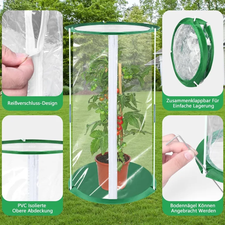 Pop Up Gewächshaus Klein, 2 Stück 53×30cm Mini Gewächshaus für Kübelpflanzen für Blumen Gemüse & Pilze, Transparentes PVC Überwinterungszelt für Pflanzen – Bild 5