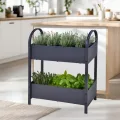 Metall Etagen Hochbeet anthrazit 60 x 22 cm 2 Pflanzkästen | Pulverbeschichtet, Eisen dunkelgrau, Frühbeet, Vertikalbeet, Gemüse Anzucht - Thumbnail 5