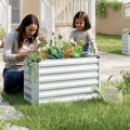 WOLTU Hochbeet für Garten Balkon, Pflanzkübel aus robustem Stahlblech mit stabilem Design, Pflanzkasten, Blumenkasten, 100 x 56 x 40 cm, Silber - Thumbnail 9