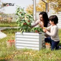 WOLTU Hochbeet für Garten Balkon, Pflanzkübel aus robustem Stahlblech mit stabilem Design, Pflanzkasten, Blumenkasten, 100 x 56 x 40 cm, Silber - Thumbnail 3