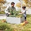 WOLTU Hochbeet für Garten Balkon, Pflanzkübel aus robustem Stahlblech mit stabilem Design, Pflanzkasten, Blumenkasten, 160 x 56 x 80 cm, Silber – Bild 2