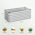 WOLTU Hochbeet für Garten Balkon, Pflanzkübel aus robustem Stahlblech mit stabilem Design, Pflanzkasten, Blumenkasten, 160 x 56 x 80 cm, Silber - Thumbnail 8