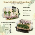 FANTASK Blumenkasten mit Spalier aus Tannenholz, Gartenspalier mit 2 Rankkästen, Pflanzkasten für Kletterpflanzen, Hochbeet mit Rankgitter & Drainageloch (Natur) - Thumbnail 2