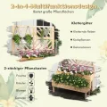 FANTASK Blumenkasten mit Spalier aus Tannenholz, Gartenspalier mit 2 Rankkästen, Pflanzkasten für Kletterpflanzen, Hochbeet mit Rankgitter & Drainageloch (Natur) - Thumbnail 7