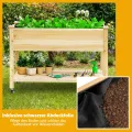 GOPLUS Hochbeet mit Rollen, Gartenbeet mit Ablage & Abflusslöcher, Pflanzbeet aus Tannenholz für Garten & Terrasse, Natur (mit Rollen, 120x59x84 cm) - Thumbnail 6