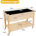 GOPLUS Hochbeet mit Rollen, Gartenbeet mit Ablage & Abflusslöcher, Pflanzbeet aus Tannenholz für Garten & Terrasse, Natur (mit Rollen, 120x59x84 cm) - Thumbnail 7