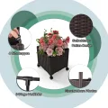 COSTWAY 2 in 1 Rosenbogen mit Blumenkasten, 202 cm, Gartenbogen aus Metall und PP, Spalier mit 2 Pflanzkästen auf Rollen & Drainagelöchern, Rankbogen Torbogen für Kletterpflanzen, Outdoor, Schwarz - Thumbnail 7
