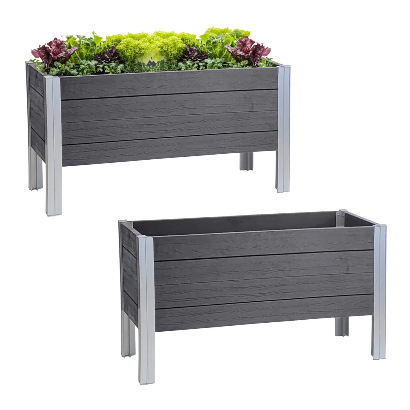 TRUTZHOLM Hochbeet 98 x 40 x 59 cm 100 Liter Holzoptik robust witterungsbeständig grau Pflanzkasten - Bild 1