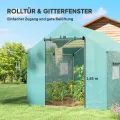 Outsunny Foliengewächshaus, 2 x 3 x 2 m Treibhaus mit UV-Schutz, Winddichtes Gewächshaus, Tomatenhaus mit Rolltür, Rollfenster, Stahl, für Garten, Grün - Thumbnail 4